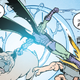 Lockjaw, Annihilus, and D-Man (turned into a half-dragon-man) fighting mid-air. You know, same old same old.